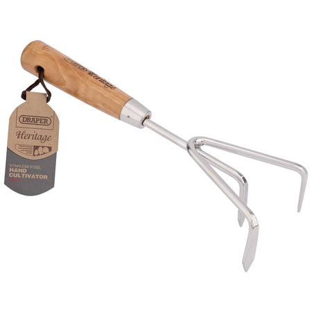 Draper Heritage Stainless Steel Hand Cultivator with Ash Handle: Model No. DGHCG/L