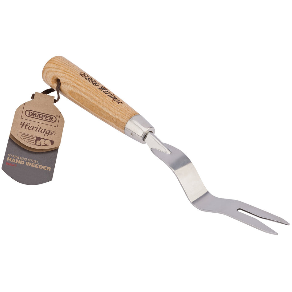 Draper Heritage Stainless Steel Hand Weeder with Ash Handle: Model No. DGHWG/L