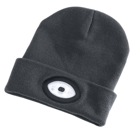 Draper Beanie Hat with 1W Rechargeable Torch - 100 Lumens (Grey, One Size) Model No. BT-G