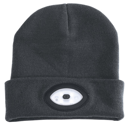 Draper Beanie Hat with 1W Rechargeable Torch - 100 Lumens (Grey, One Size) Model No. BT-G