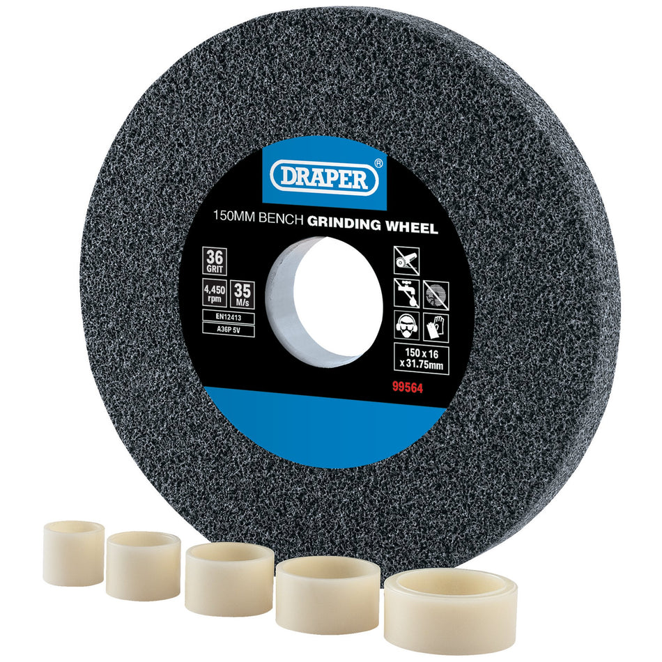 Draper Aluminium Oxide Bench Grinding Wheel 36G (150mm x 16mm) Model No. BG15016C