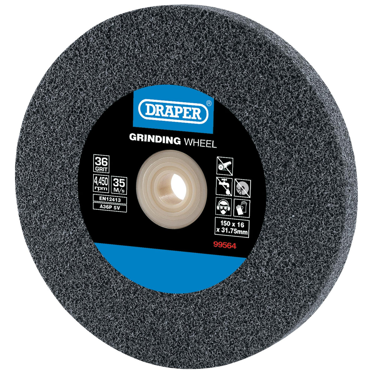 Draper Aluminium Oxide Bench Grinding Wheel 36G (150mm x 16mm) Model No. BG15016C