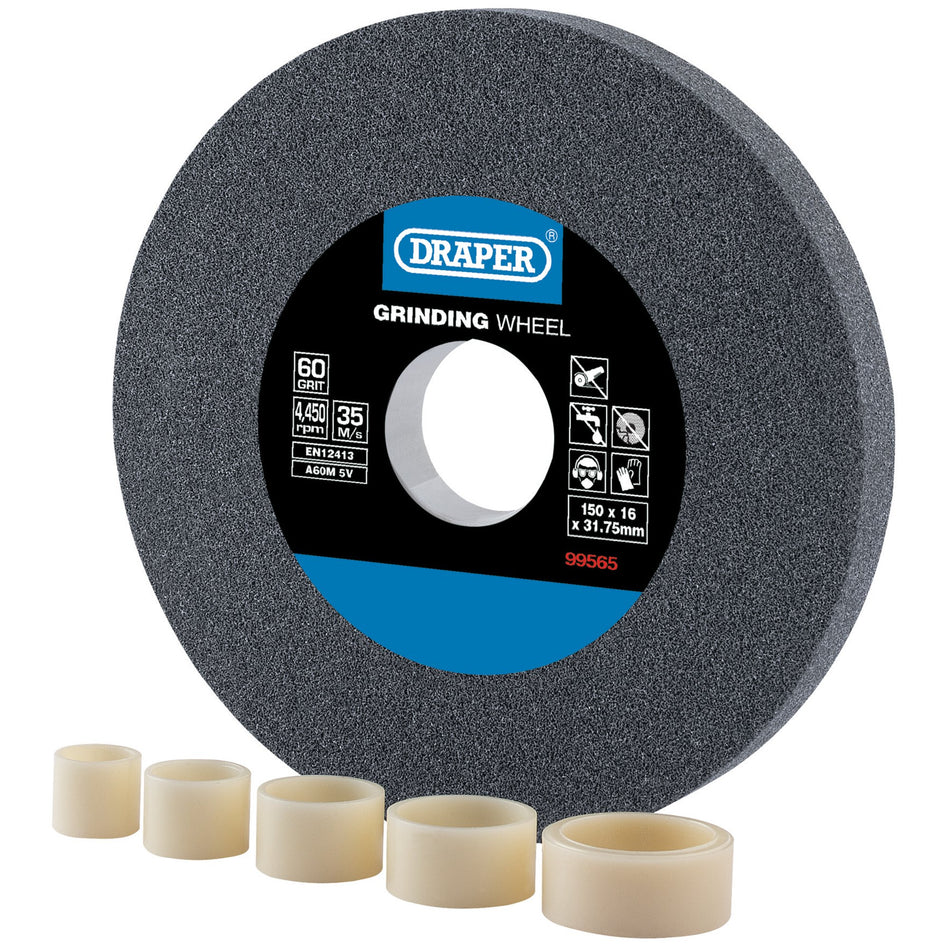 Draper Aluminium Oxide Bench Grinding Wheel 60G (150mm x 16mm) Model No. BG15016F