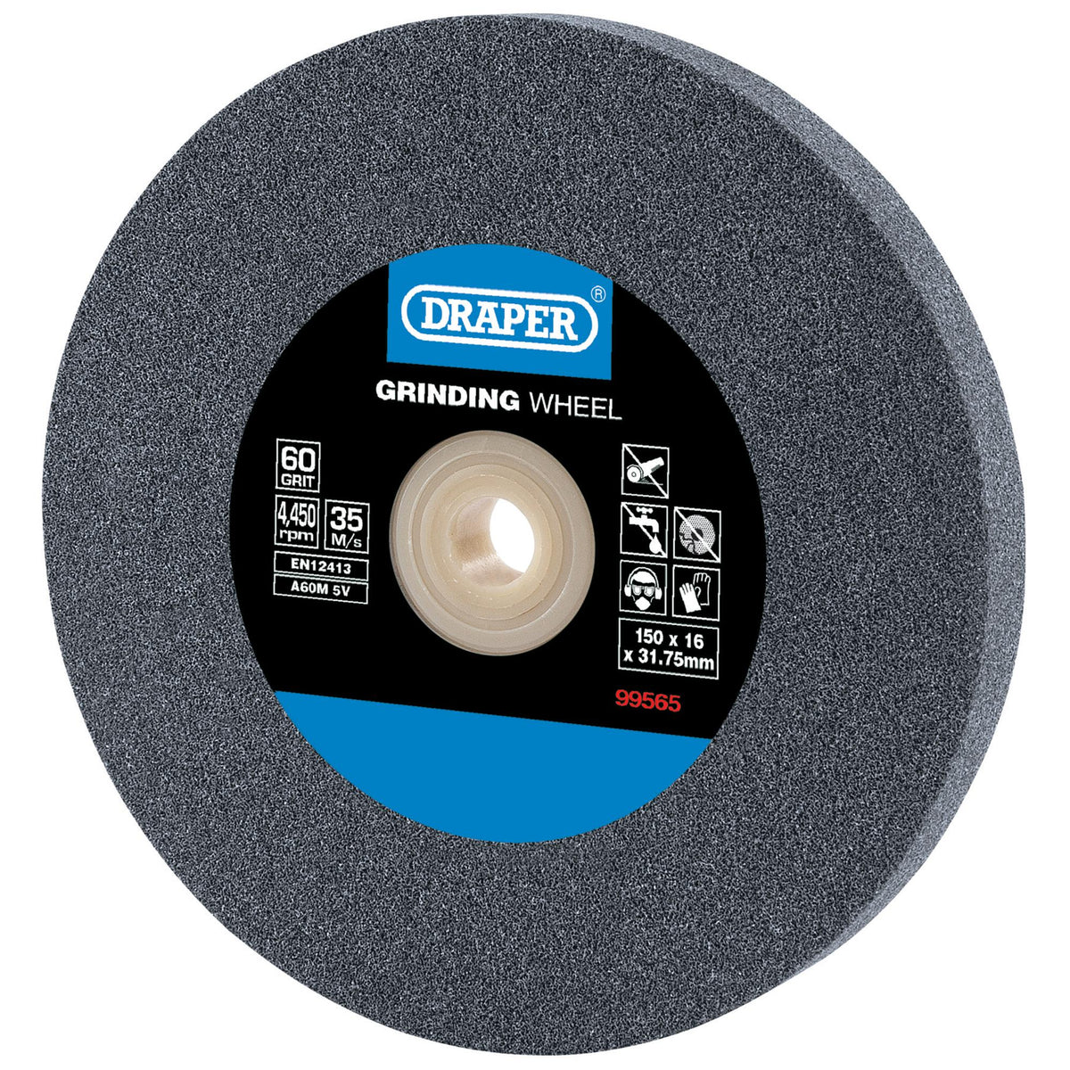 Draper Aluminium Oxide Bench Grinding Wheel 60G (150mm x 16mm) Model No. BG15016F