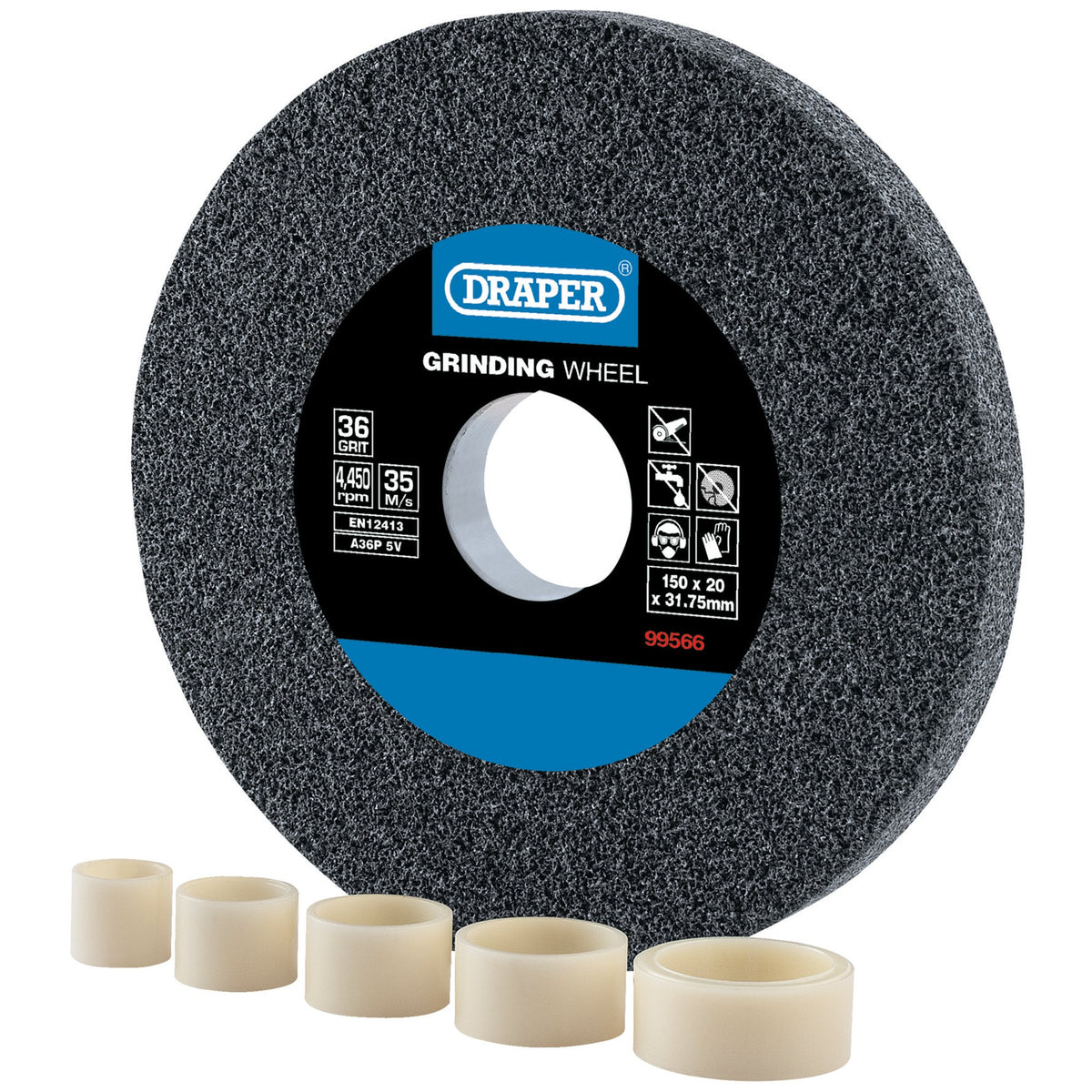 Draper Aluminium Oxide Bench Grinding Wheel 36G (150mm x 20mm) Model No. BG15020C
