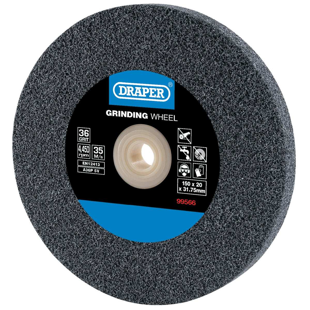 Draper Aluminium Oxide Bench Grinding Wheel 36G (150mm x 20mm) Model No. BG15020C