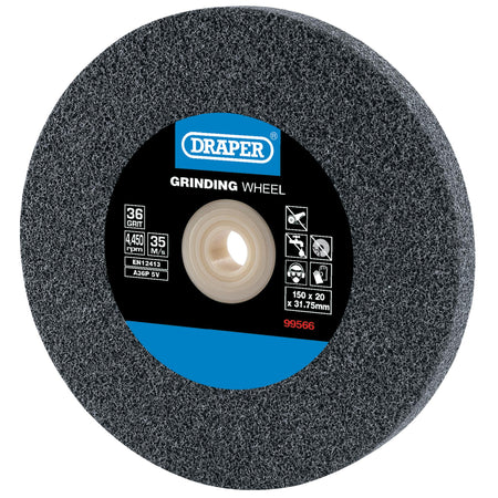 Draper Aluminium Oxide Bench Grinding Wheel 36G (150mm x 20mm) Model No. BG15020C