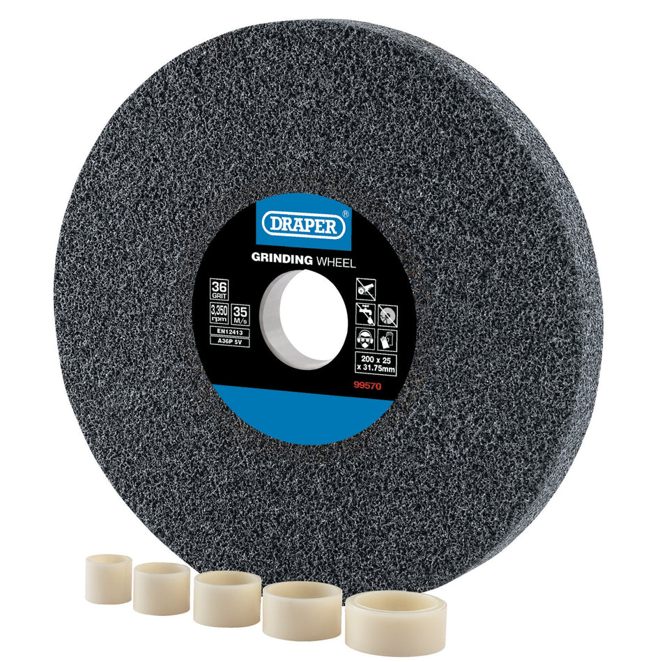 Draper Aluminium Oxide Bench Grinding Wheel 36G (200mm x 25mm) Model No. BG20025C