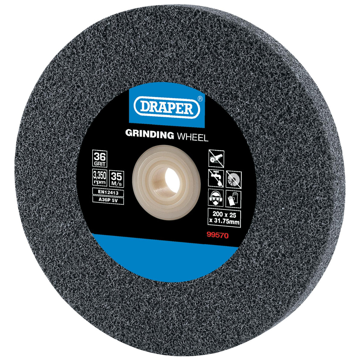 Draper Aluminium Oxide Bench Grinding Wheel 36G (200mm x 25mm) Model No. BG20025C