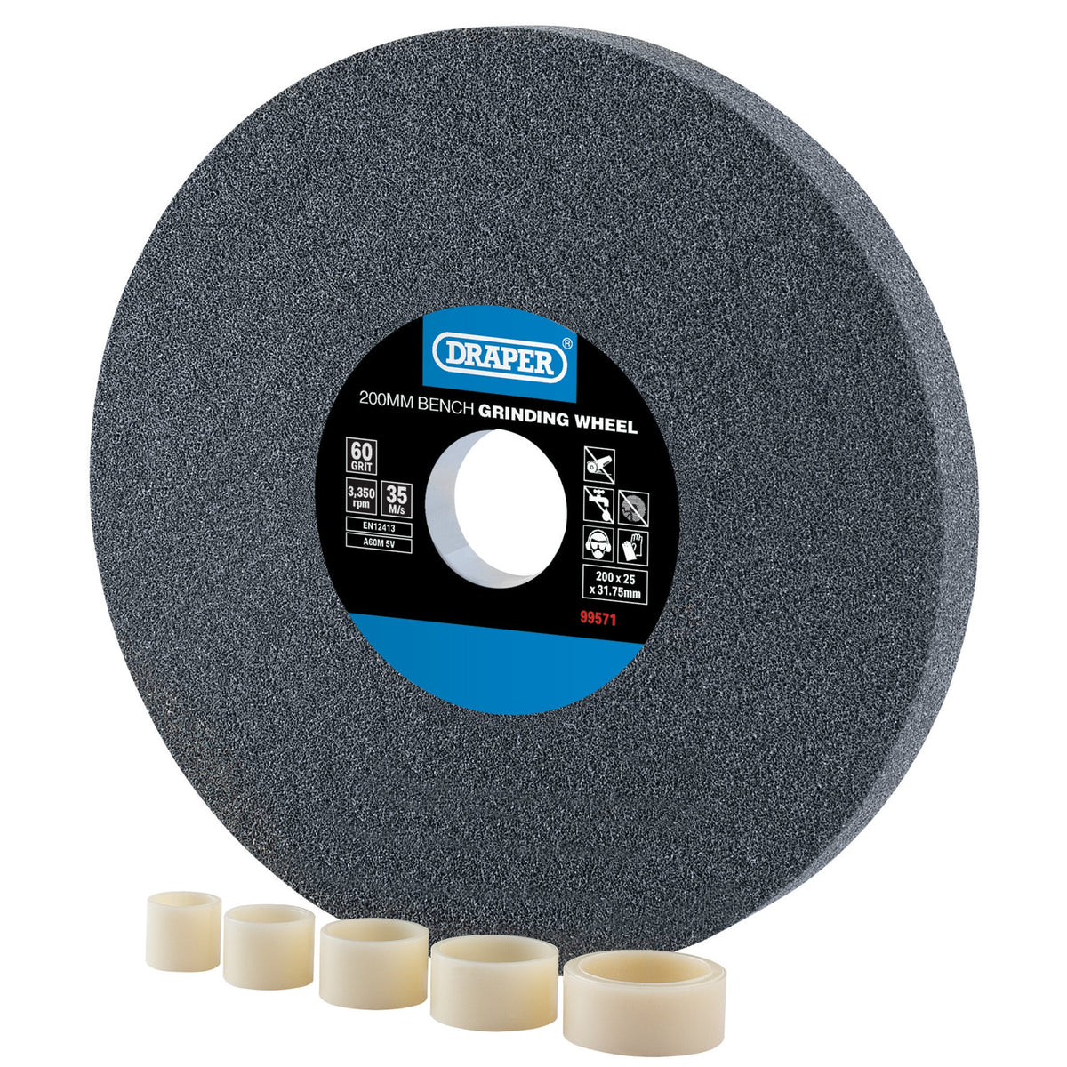 Draper Aluminium Oxide Bench Grinding Wheel 60G (200mm x 25mm) Model No. BG20025F