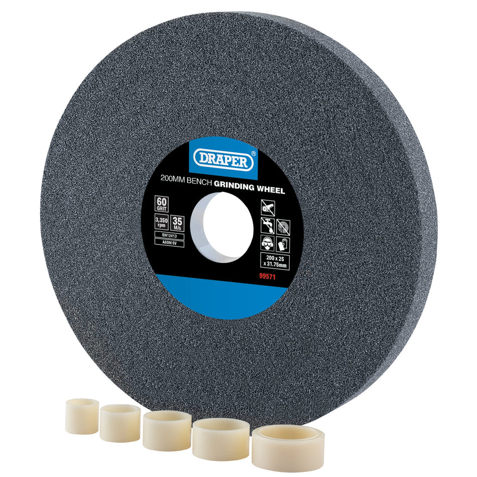 Draper Aluminium Oxide Bench Grinding Wheel 60G (200mm x 25mm) Model No. BG20025F