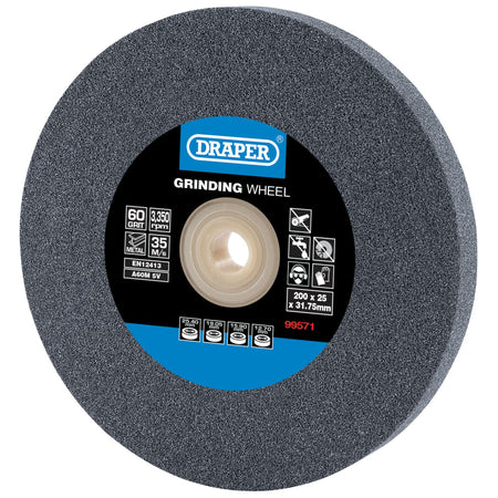 Draper Aluminium Oxide Bench Grinding Wheel 60G (200mm x 25mm) Model No. BG20025F