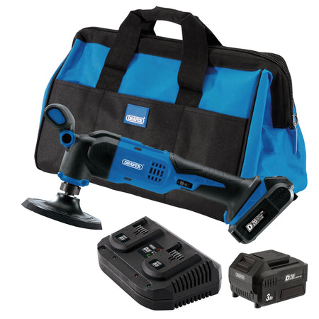 DRAPER D20 20V Dual Action Polisher Kit, 125mm, 2 x 3.0Ah Batteries, 1 x Fast Charger Model No. *D20K8