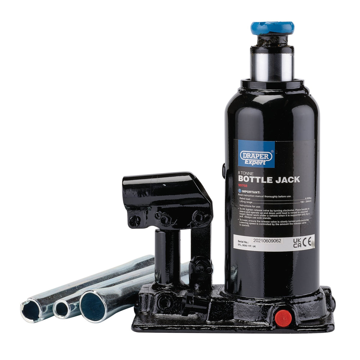 Draper Expert Hydraulic Bottle Jack, 8 Tonne: Model No. BJE8