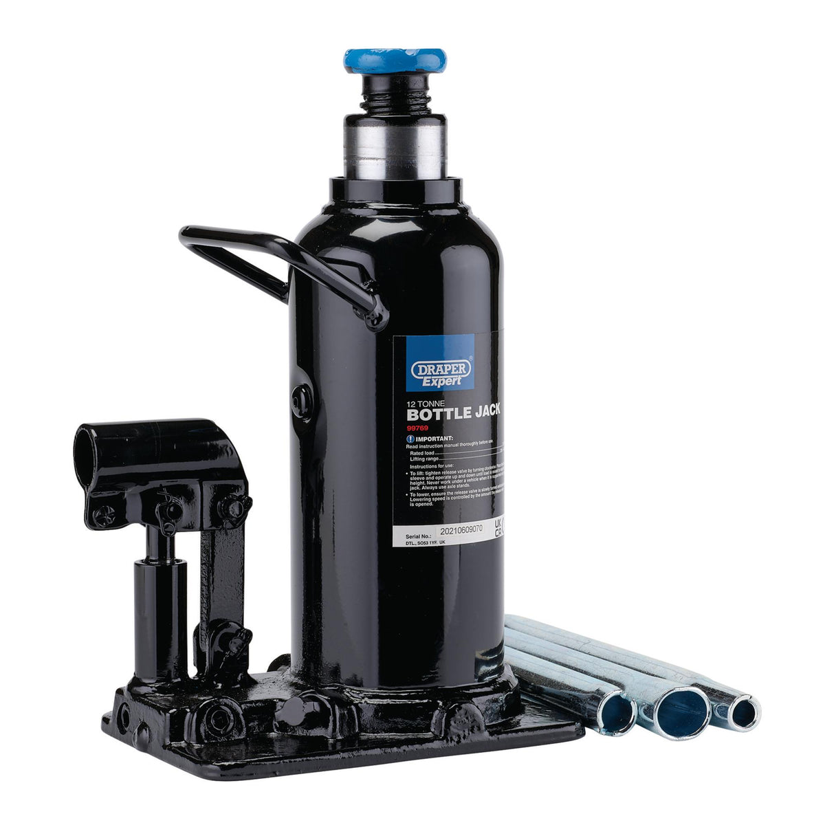 Draper Expert Hydraulic Bottle Jack, 12 Tonne: Model No. BJE12