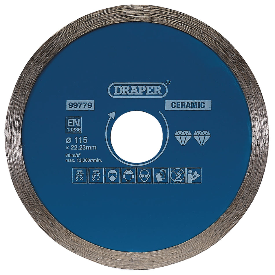 Draper Continuous Diamond Blade, 115mm Model No. DBC2