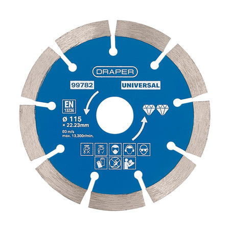 Draper Segmented Diamond Blade, 115mm Model No. DBS1