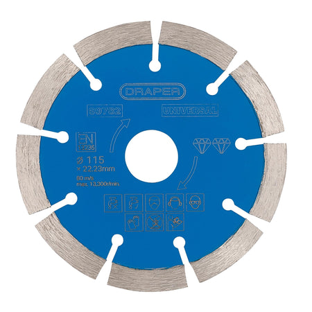 Draper Segmented Diamond Blade, 115mm Model No. DBS1