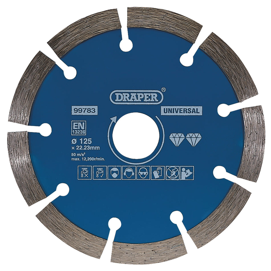 Draper Segmented Diamond Blade, 125mm Model No. DBS2