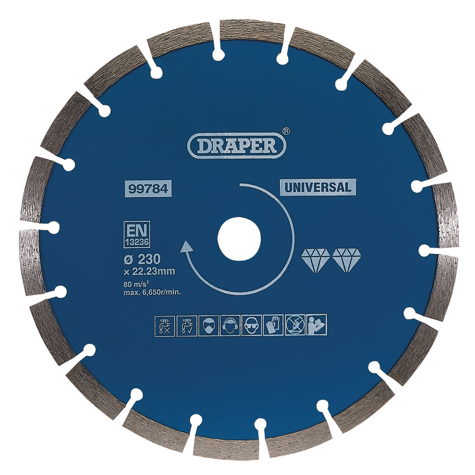 Draper Segmented Diamond Blade, 230mm Model No. DBS3