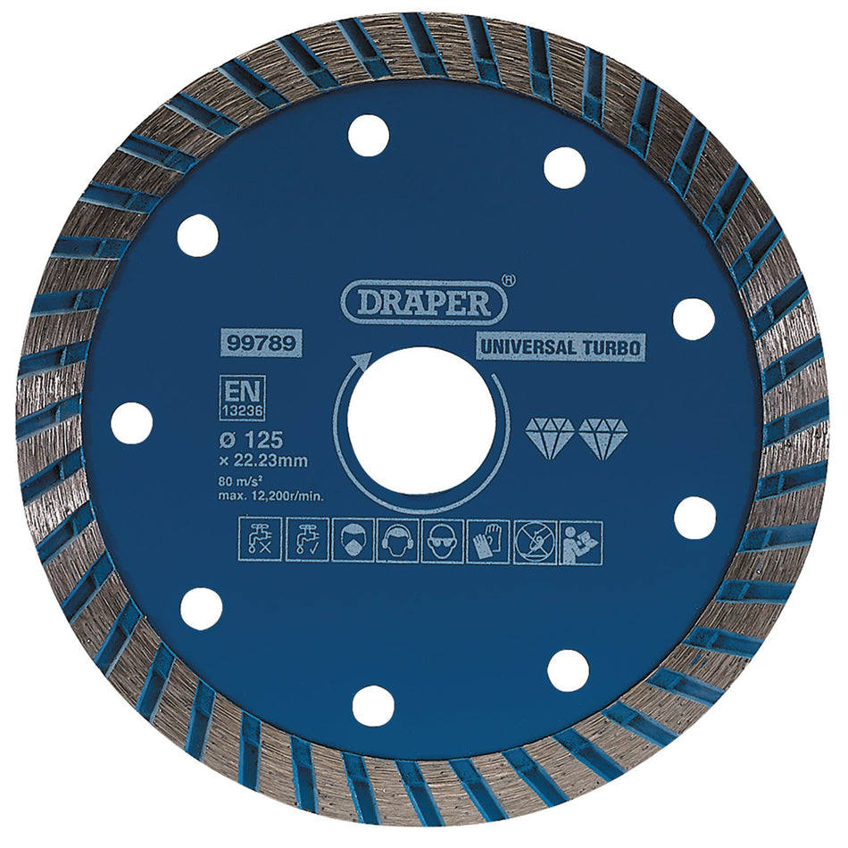 Draper Turbo Diamond Blade, 125mm Model No. DBT2