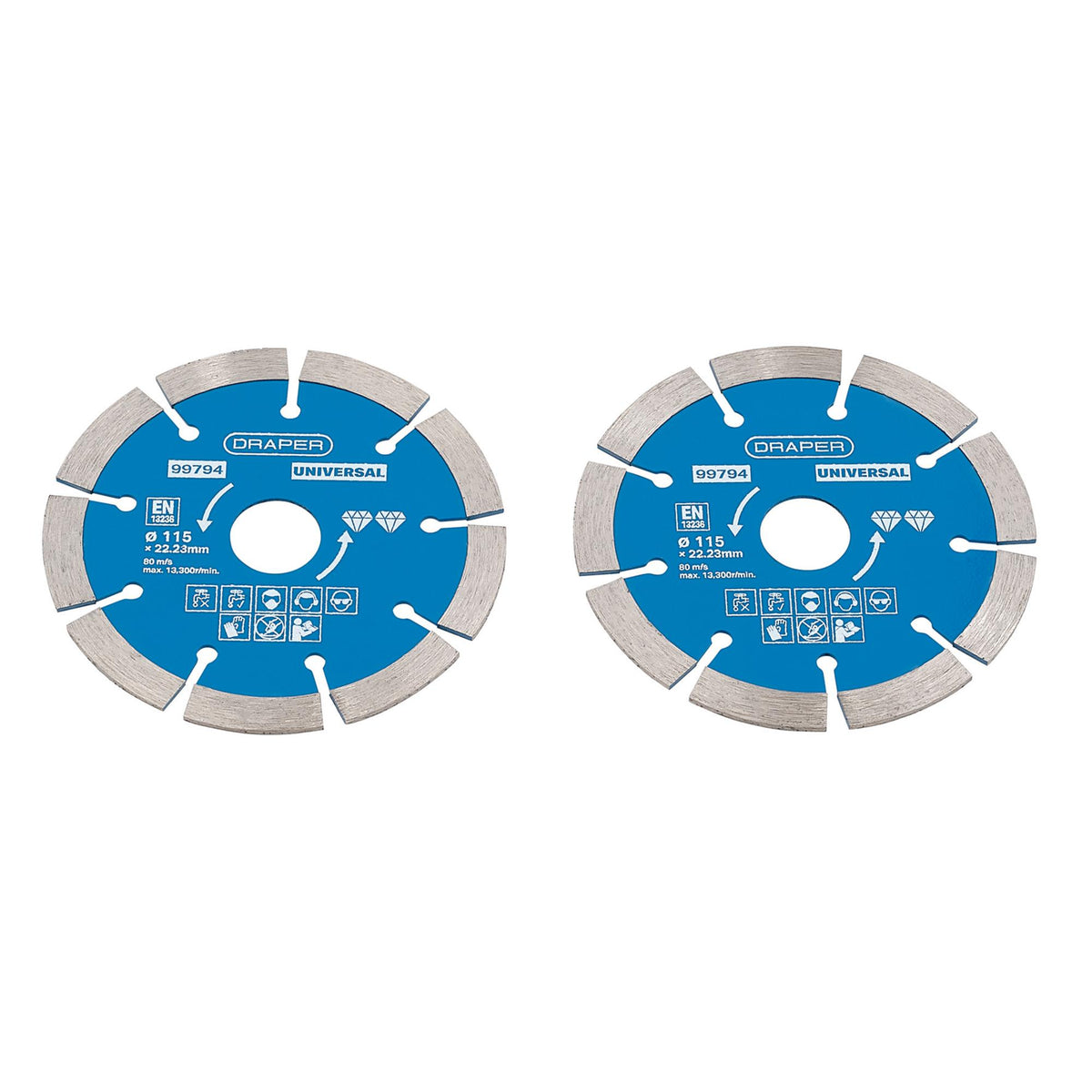 Draper Segmented Diamond Blade Twin Pack (115mm) Model No. DBP1