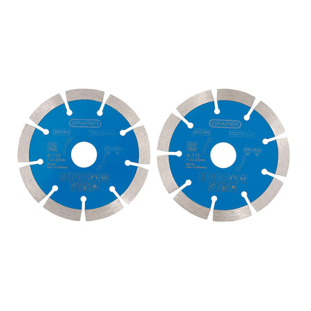 Draper Segmented Diamond Blade Twin Pack (115mm) Model No. DBP1