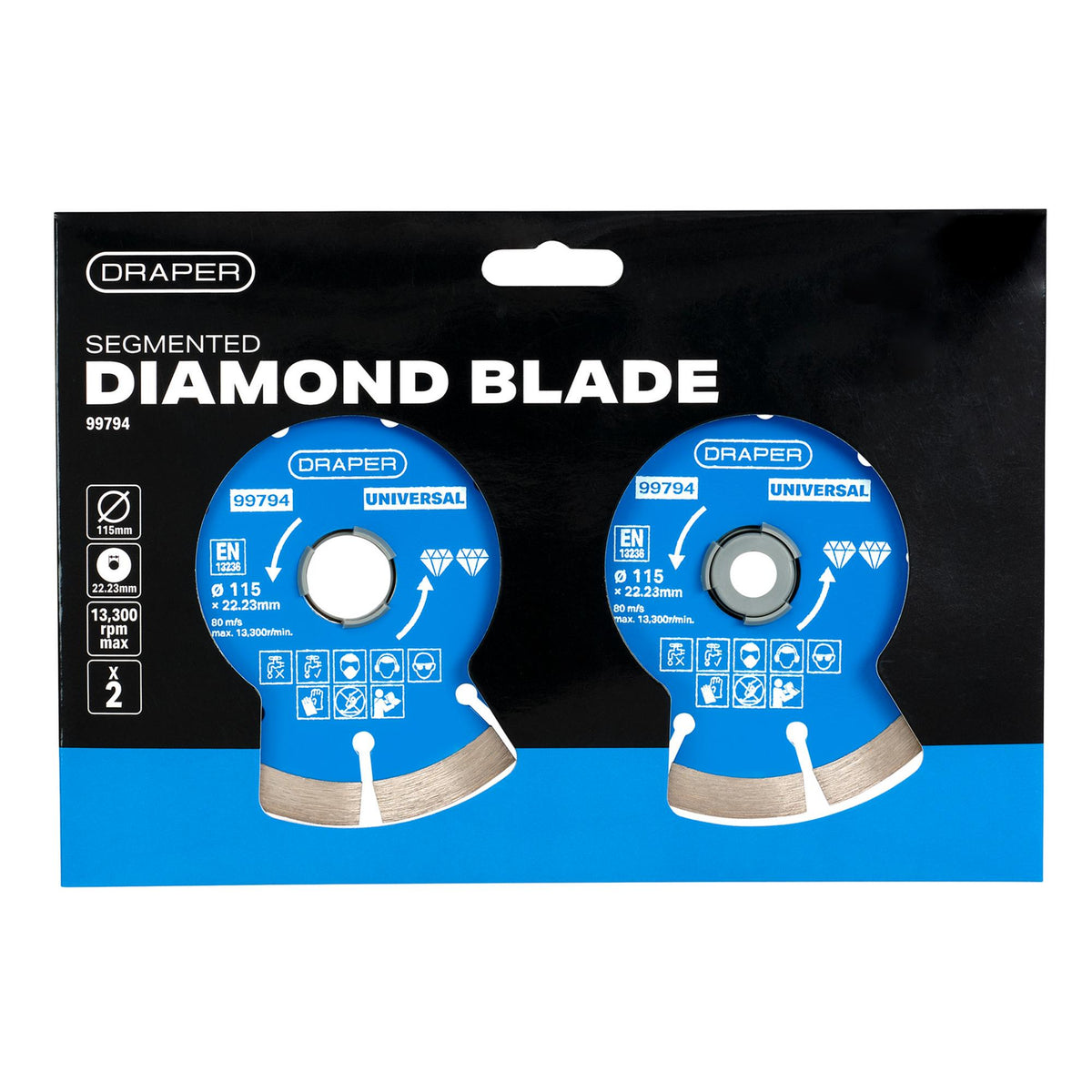 Draper Segmented Diamond Blade Twin Pack (115mm) Model No. DBP1