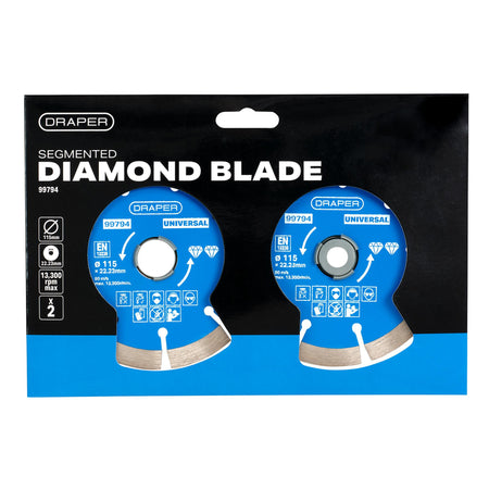 Draper Segmented Diamond Blade Twin Pack (115mm) Model No. DBP1