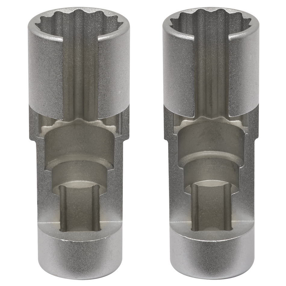 Sealey Slim Profile Diesel Piezo Injector Pipe Sockets 3/8"Sq Drive 17 & 18mm 2pc Model No-AK6902