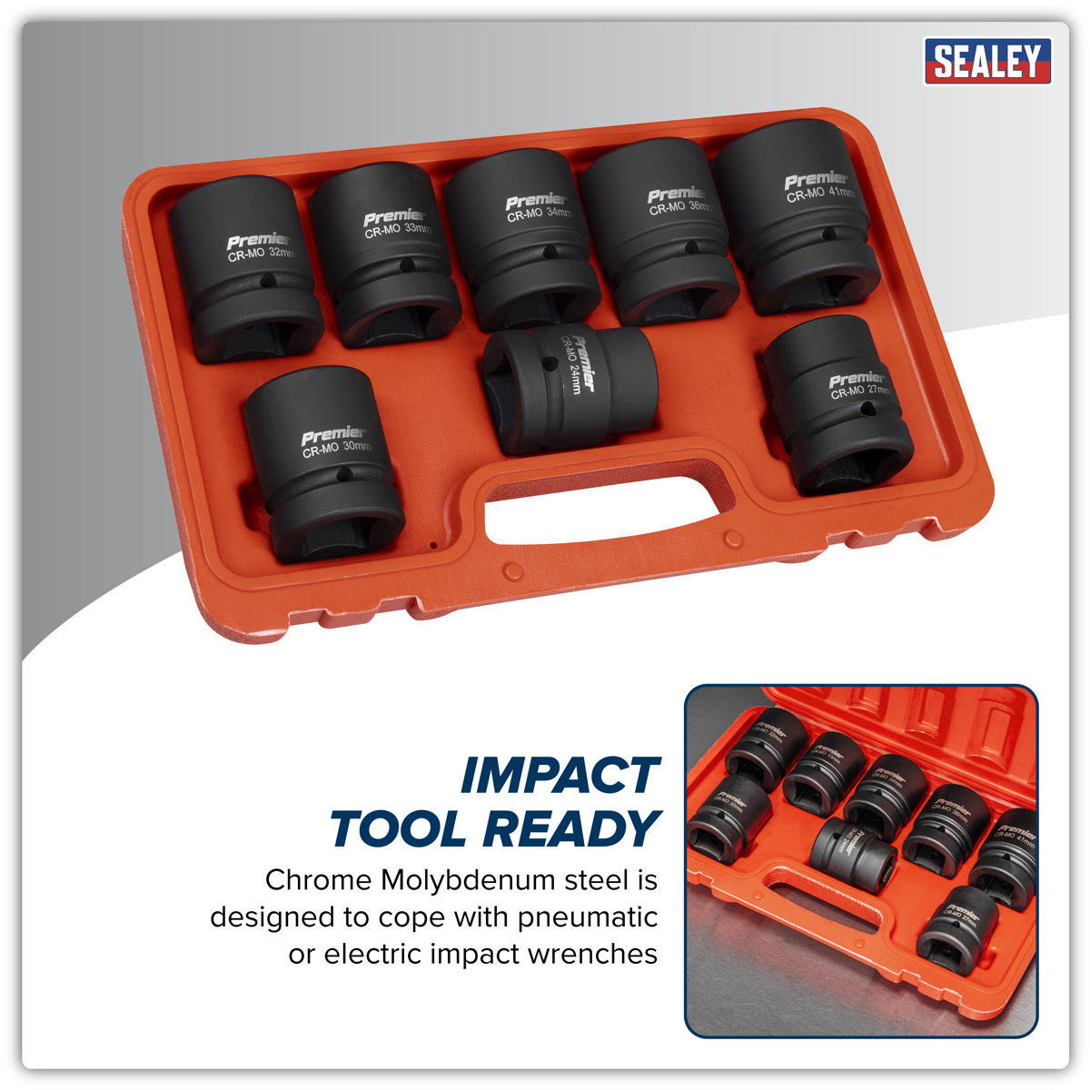 Sealey Premier Impact Socket Set 1"Sq Drive 8pc Model No-AK889M