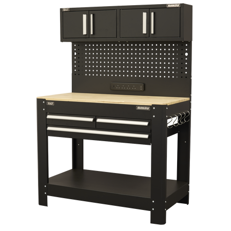 Sealey Superline PRO® Workbench with Pegboard Back Panel, Power Bar & Wooden Worktop Model No-AP12701