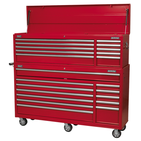 Sealey Topchest & Rollcab Combination 23 Drawer with Ball-Bearing Slides - Red Model No-AP66COMBO2