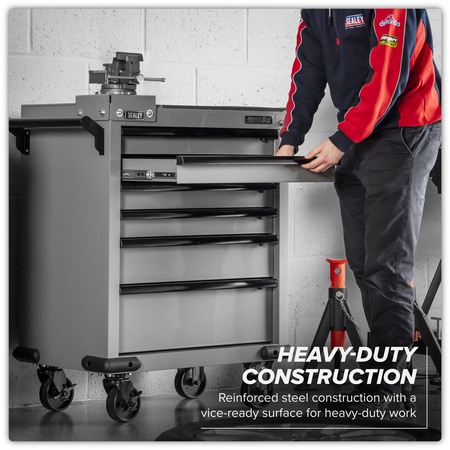 Sealey Superline PRO® Rollcab 6 Drawer with Vice Base - Grey/Black Model No-APMWS2