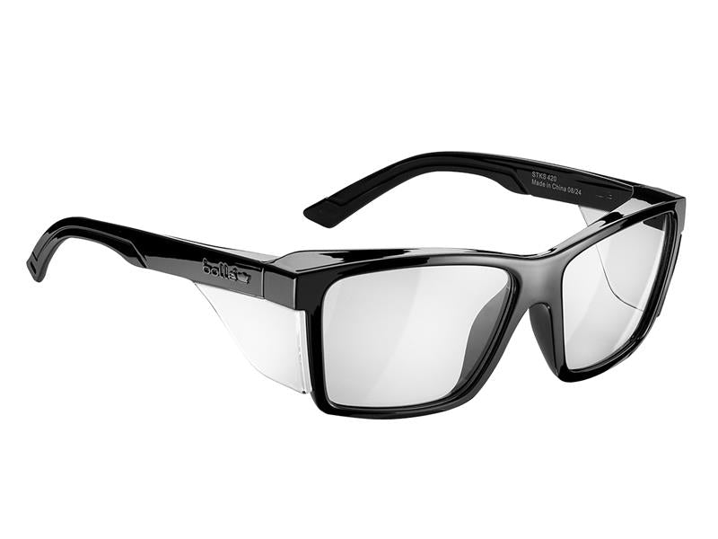STKS 420 Black Gloss Frame Safety Glasses - Clear