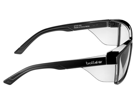 STKS 420 Black Gloss Frame Safety Glasses - Clear