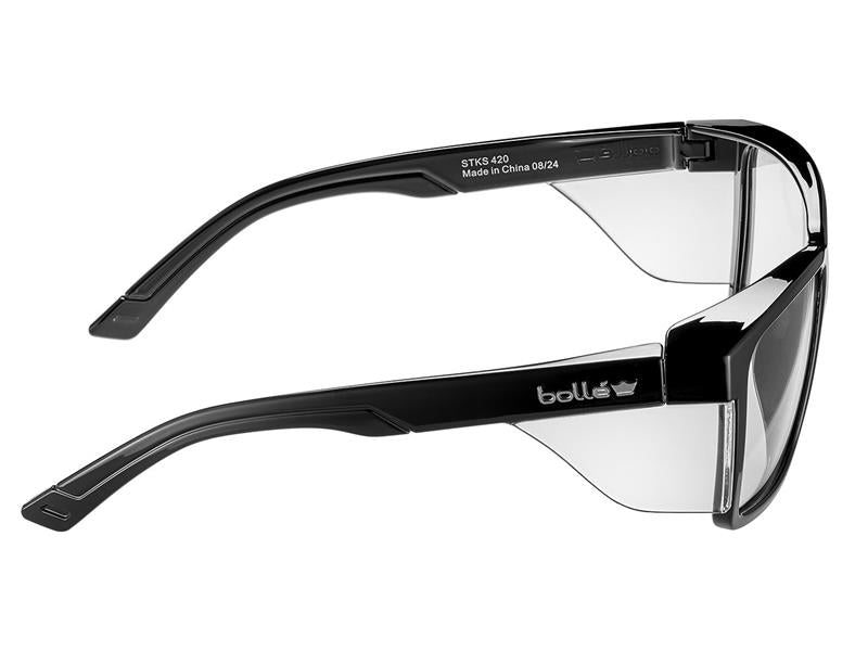 STKS 420 Black Gloss Frame Safety Glasses - Clear