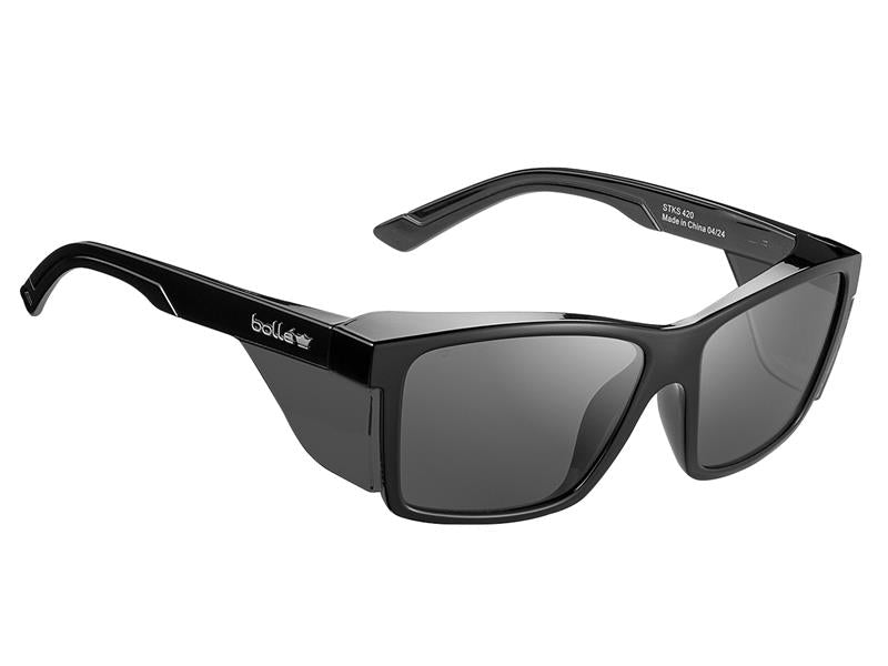 STKS 420 Black Gloss Frame Safety Glasses - Smoke