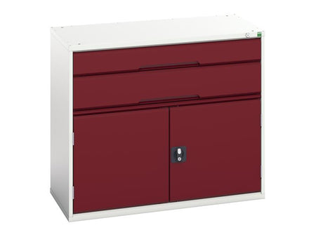 Verso 2 Drawer + Cupboard 900 x 1050mm Crimson Red