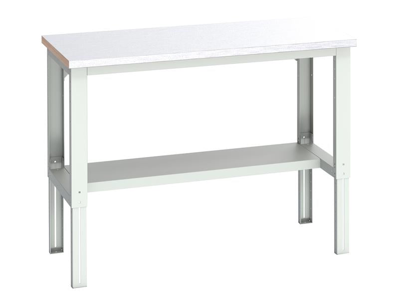 Cubio Adjustable Bench with Half Shelf, Steel Clad Top 1500 x 750mm