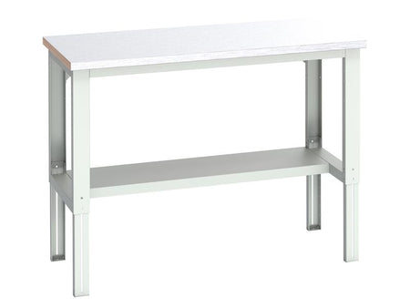 Cubio Adjustable Bench with Half Shelf, Steel Clad Top 1500 x 750mm