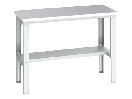 Cubio Adjustable Bench with Half Shelf, Stainless Steel Clad Top 1500 x 750mm