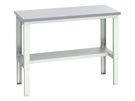 Cubio Adjustable Bench with Half Shelf, Laminate Top 1500 x 750mm