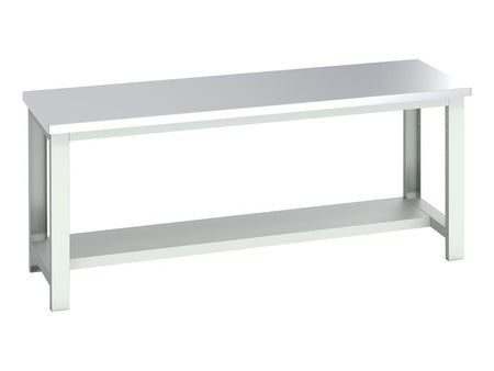 Cubio Bench with Half Shelf, Stainless Steel Clad Top 2000 x 750mm