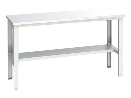 Cubio Adjustable Bench with Half Shelf, Steel Clad Top 2000 x 750mm