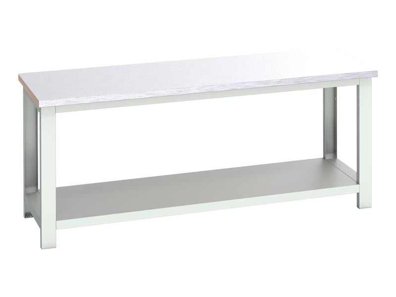 Cubio Bench with Shelf, Steel Clad Top 2000 x 750mm