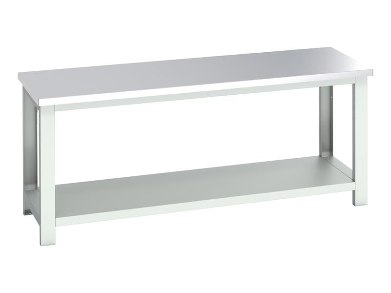 Cubio Bench with Shelf, Stainless Steel Clad Top 2000 x 750mm