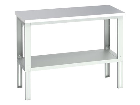 Cubio Adjustable Bench with Shelf, Stainless Steel Clad Top 1500 x 750mm