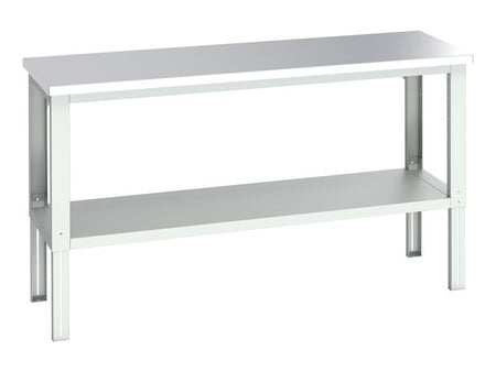 Cubio Adjustable Bench with Shelf, Stainless Steel Clad Top 2000 x 750mm