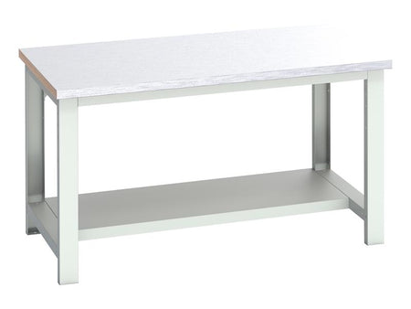 Cubio Bench with Half Shelf, Steel Clad Top 1500 x 900mm